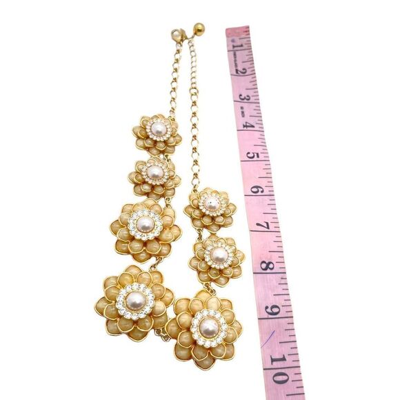 KATE SPADE 12k Gold Plated Zinnia Flower Floral 3D Rare Crystal & Faux Pearl Nec - Picture 4 of 10